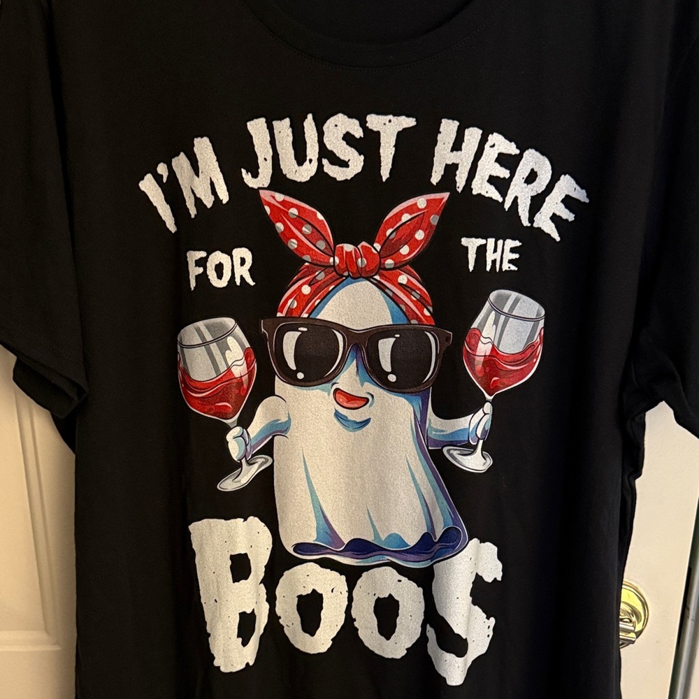 Black Graphic Tee - Fun Ghost Design